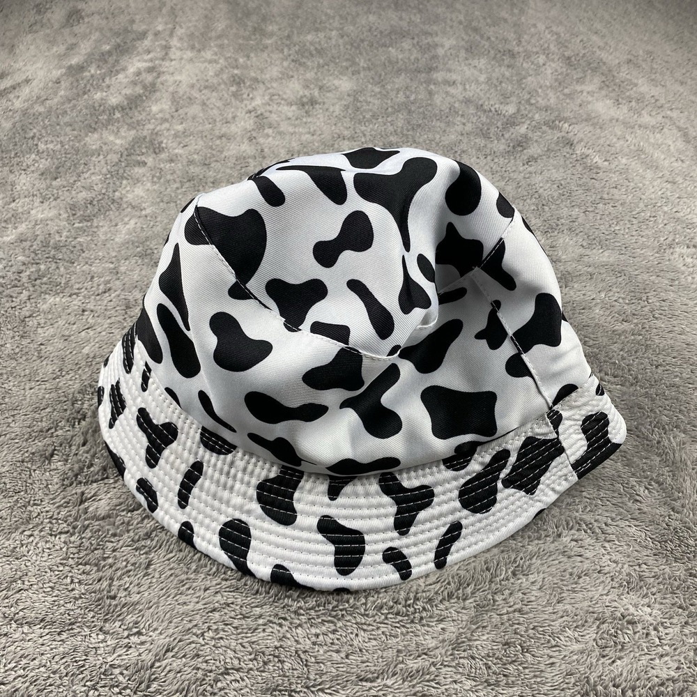 Girls Black/White Cow‎ Print Bucket Hat One Size